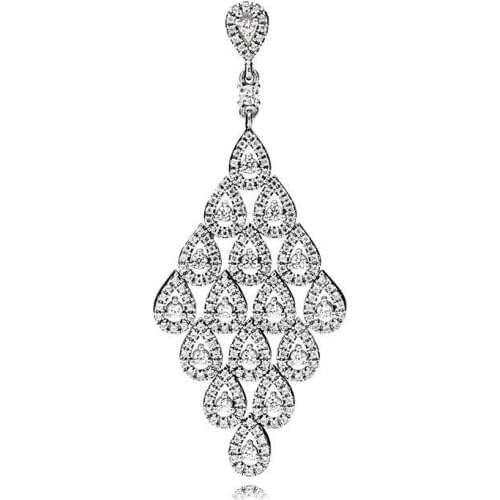 Original Teardrop Cascading Glamour With Crystal Necklace Pendant Fit 925 Sterling Silver Charm Bracelet Diy Jewelry