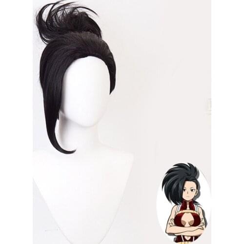 Anime My Hero Academia YAOYOROZU MOMO Cosplay hairwear Ponytail Black Cosplay Wig Wig Cap