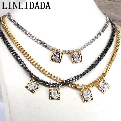 5Pcs Popular Double San Benito Charm collar necklace Lock chocker necklace for women religion jewelry fashion jewels gift