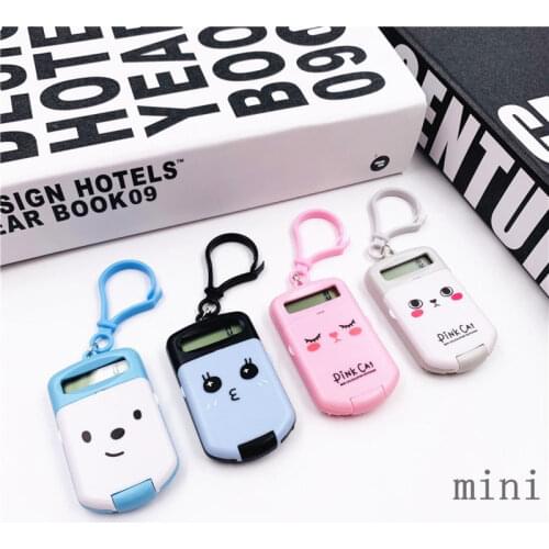 Portable Digit Calculator Kawaii Mini Calculator Pocket Size 8 Display Cartoon Cute Creative Keychain Calculator Office Supplies