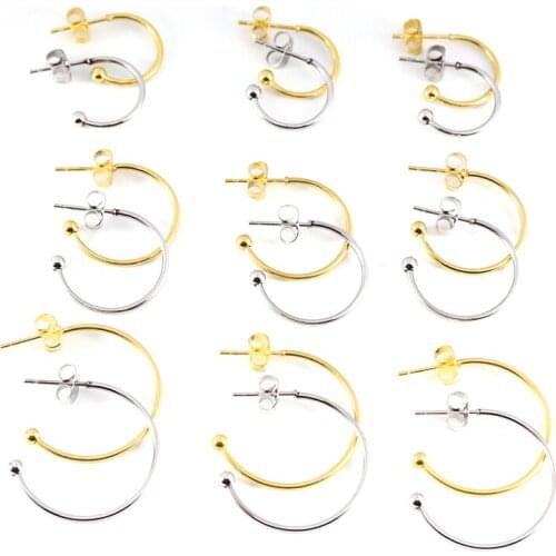 6pcs C-shaped Ear Hook Earring Stainless Steel Pendant Earrings Accessories DIY Ear Pin Handmade Earring Jewelry Making Findings