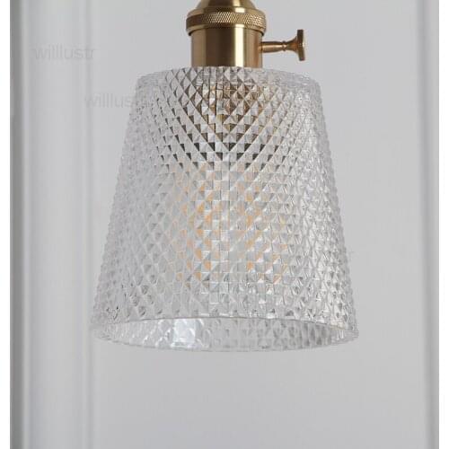 Nordic vintage taper diamond glass pendant light dinning room home hotel restaurant loft Japan light copper part suspension lamp