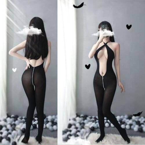 Sexy neck - hanging perspective tights and cream onesie