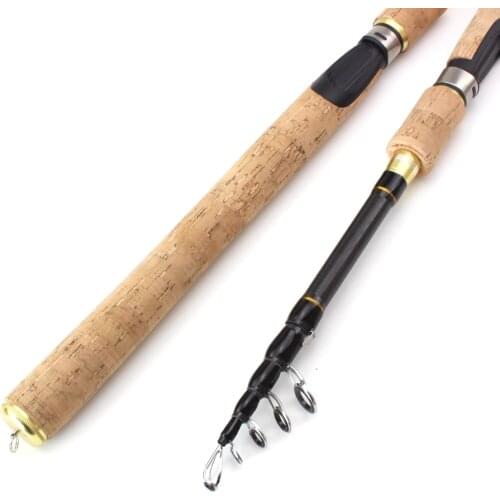 1.8m--2.7m Spinning Rods wooden handle Carbon Fishing Rod Bass Fishing Tackle Lure Rods Telescopic Fishing pole