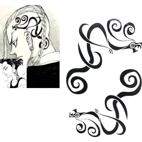 Tokyo Revengers Cosplay Manjiro Sano Ken Ryuguji Tattoo Stickers Neck Arm Waterproof Fake Tattoos Halloween Costume Accessory