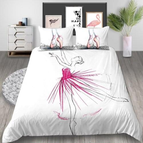 Thumbedding Ballet Dancer Bedding Set For Girl Beautiful Artistic White Duvet Cover Queen King Twin Full Single Double Bed Set
