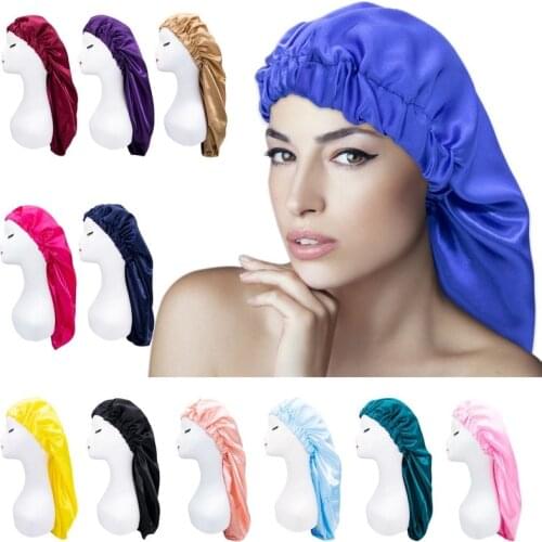 Comfort Bonnets For Women Special Color Tinted Solid Long Tube Nightcap Fashion Elastic Loose Beauty Shower Cap Stain Bonnets