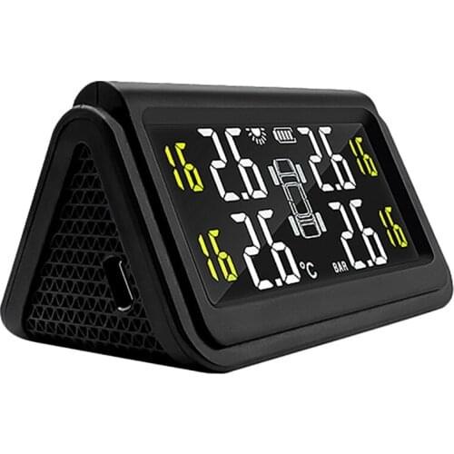 Smart Car TPMS Tyre Pressure Monitoring System Solar Power Charging Digital LCD Display Auto Security Alarm Systems