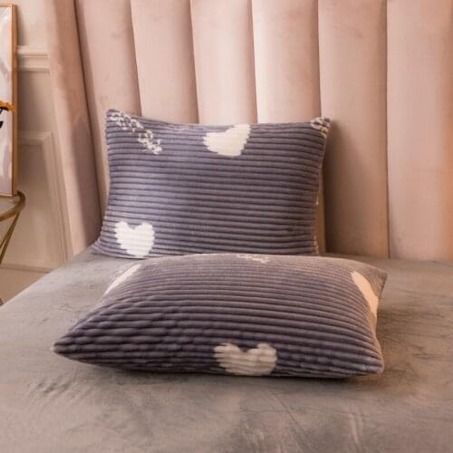 Magic Velvet Pillowcase Bedding Set 48x74cm Simple Luxury Winter Warm Thickened Snow Fleece Solid Colors Gray Yellow 18.9x29inch