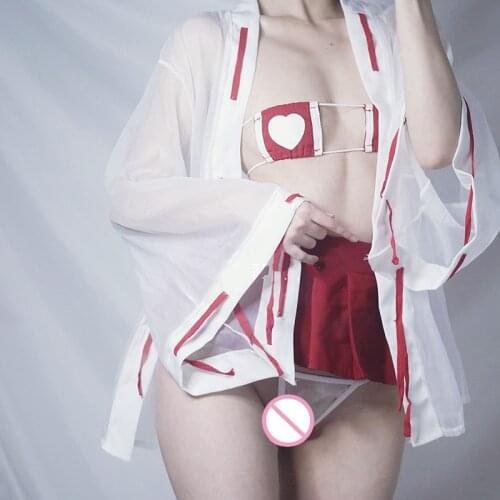 Japanese Sexy Lingerie Temptation Red Nurse Witch Cosplay Women Fancy Erotic Nurse Uniform Female Costumes Exotic Underwear S8KH