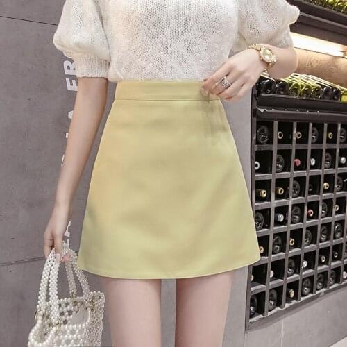 Women Skirts Preppy Style A-line High-waist Mini Skirts Women Solid Elegant Casual OL Skirts For Women 2021 Spring Short skirt