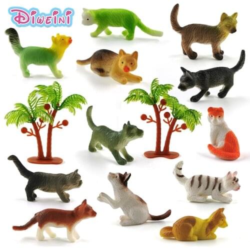 12pc Simulation Small Cat Farm Animal Model Lifelike Action Figure Diy Home Decor Educational Gift For Children Kids Hot toy Set