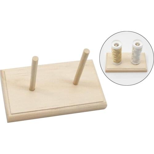 2 Spools Thread Organizer Wood Thread Shelf Folding Spool Storage Rack Sewing Thread Rack for Sewing Embroidery Sewing Tools