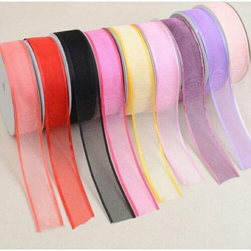 25mm / 20yards transparent gauze with DIY decoration, color bow hair decoration, ribbon, large mesh gauze gift package, wedding