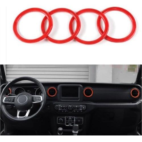 4Pcs/set Car Dashboard Center Air Outlet Cover Frame Trim Styling Sticker Fit For Jeep Wrangler JL JT 2018-2020