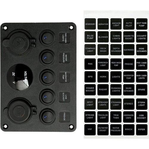 5 GANG ON-OFF TOGGLE SWITCH PANEL 2 USB 12V/24V FOR CAR BOAT MARINE TRUCK CAMPER Dropshipping Good