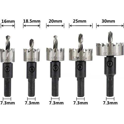 5pcs 16-30mm High Speed Steel Hole Opener Hole Saw Cutter Core Drill Bit Wood/Metal Hole Saw Set
