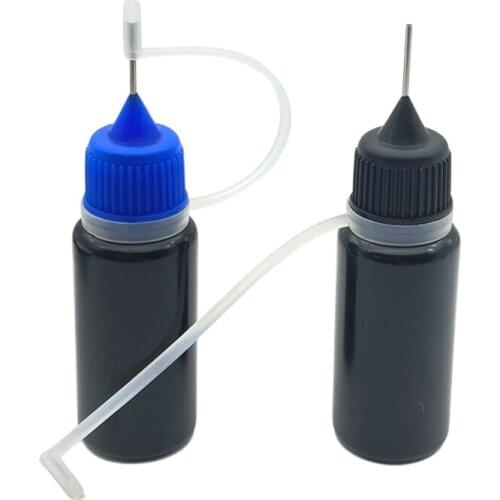50pcs 10cc Empty Black PE Vial Plastic Dropper Bottle With Metal Needle Cap E Liquid 10ml Bottles