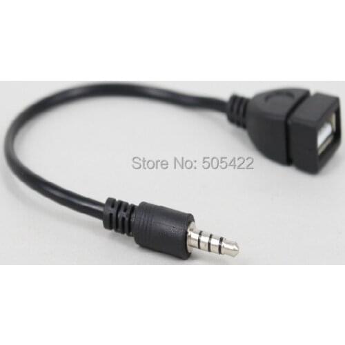 500pcs/lot 3.5mm Male AUX Audio Plug Jack To USB 2.0 Female Converter Cable Cord Car MP3 High Quality