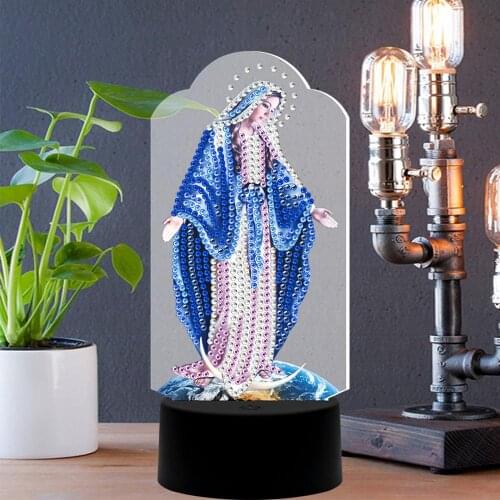 5D Diy Diamond Painting Led Religion Embroidery Night Lamp Needlework Decor Mini Lamp Living Room Bedroom Lighting Decor Gift