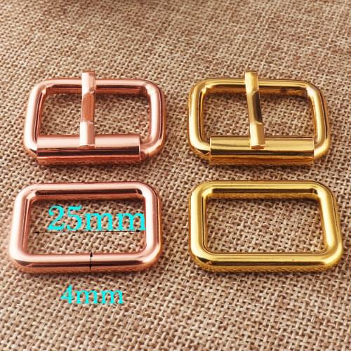 8 pcs 25mm Center Bar Buckle and Rectangle Rings,1" gold/rose gold Belt Strap Fasteners Adjuster Buckles,Square Rings Rectangul