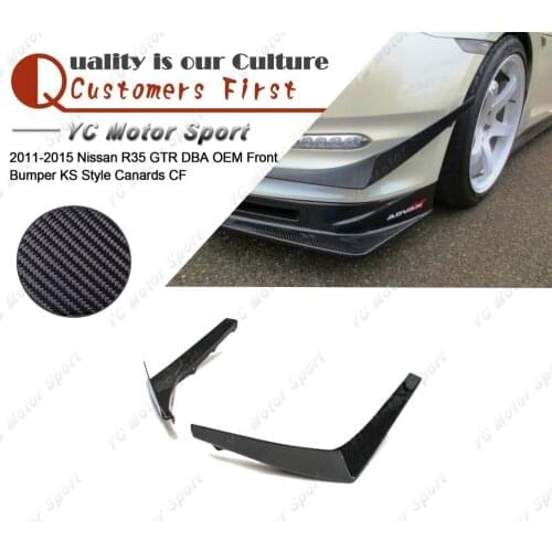 Car Accessories Carbon Fiber KS Style Canards Fit For 2011-2015 R35 GTR CBA OEM Front Bumper Canard