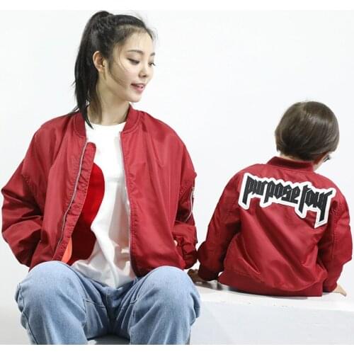 Family Matching Jacket 2021 New Spring Autumn Korean Version of Family Outerwear Alphabet Baseball Jacket Adult Childrens Wear