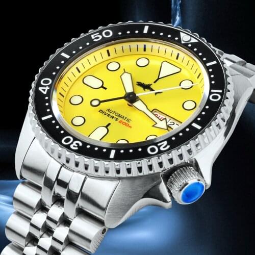 HEIMDALLR Watch SKX007 NH36 Automatic Mechanical Wristwatches Jubilee Bracelet Luminous 200M Sharkey Diving Luxury Watch Men