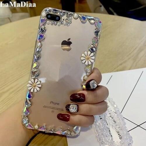 Phone Case Glitter Bling Diamond For SamsungS6 S7 S8 S9 S10 S11PLUS Lite Note8 9 10 Plus Phone Clear Crystal Cover Flower Decora
