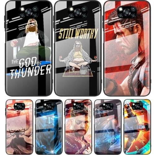 Tempered Glass Cover Luxury Avengers Thor For Xiaomi POCO F3 F2 X3 NFC X2 M2 Pro Shockproof Shell Phone Case