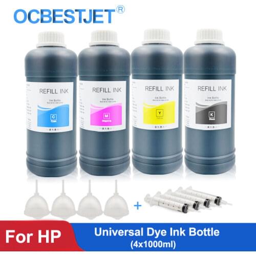4x1000ml Refill Dye Ink For HP 21 22 178 655 364 711 920 932 950 951 952 953 954 955 970 8600 8610 Printer Ink Dye Ink For HP