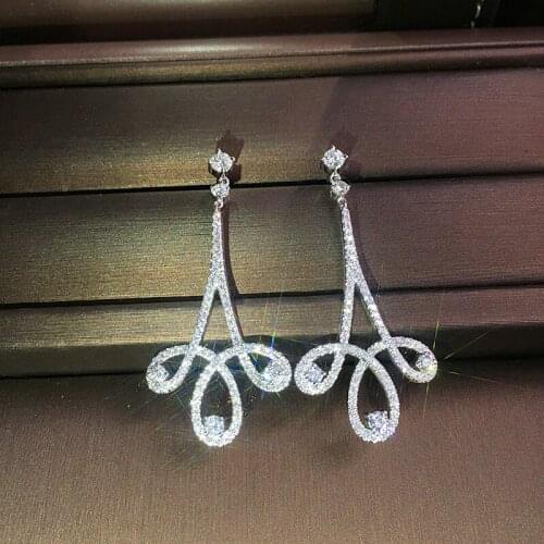 Choucong Brand New Luxury Jewelry Real 925 Sterling Silver Pave Clear 5A Cubic Zirconia Dangle Earring Women 1 pair Drop Earring