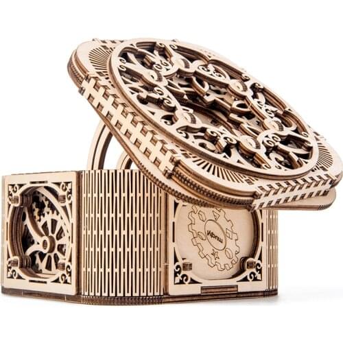 Wooden 3D Puzzle Toy DIY Jewelry Box Mechanical Transmission Model Storage for Jewelry Assembled Puzzle Toys Gift for Lady Girls