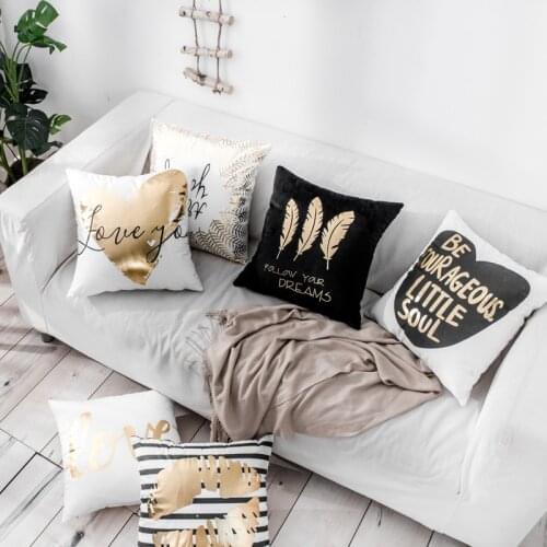 European Classical Bronzing Gold Foil Cushion Decorative Pillow Golden Leaves Home Decor Sofa Throw Pillow Almofadas Decorativas