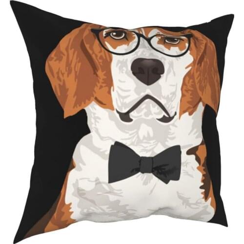 Hipster Beagle Dog For Beagle Dog Parents Throw Pillow Cover Throw Pillow Funny Cushion Covers