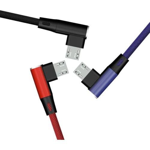 Micro USB Cable 90 Degree elbow Nylon Braided 1m Fast Charging Charger Data cable for Samsung s7 xiaomi redmi LG microusb 500pcs