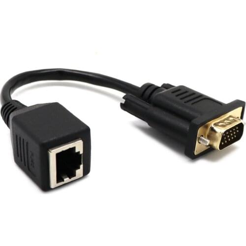0.15 Meters VGA Extender to Lan Cat5 Cat5e RJ45 Converter Ethernet Adapter Cable Black Male Female Extender Adapter Other(other)
