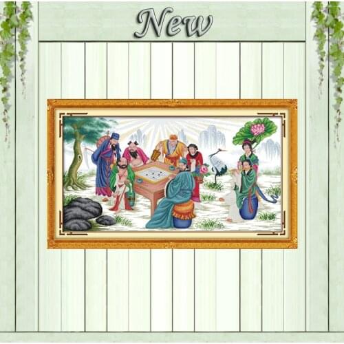 The Eight Immortals decor paintings counted printed on canvas DMC 14CT 11CT chinese Cross Stitch Needlework Sets Embroidery kits