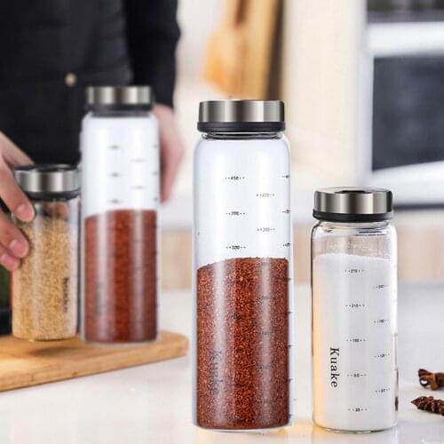 3pcs/6pcs set Seasoning box moisture-proof salt jar kitchen glass sealed seasoning box seasoning bottle seasoning jar household