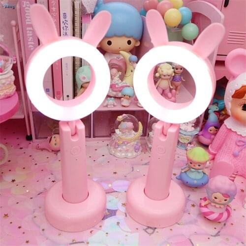 Creative Cute Cartoon Rabbit Night Lights Decorative Girl Three-color Night Lamp Students Eye Protection Pink Small Table Lamp