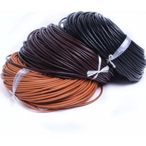 2meters Width 1mm 2mm 3mm 4mm 5mm 6mm 8mm Round Cow Leather Cords Fit Bracelet Leather Rope String for DIY Jewelry Making