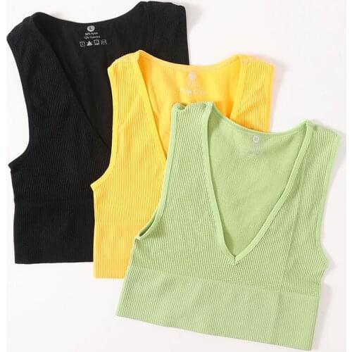 Women Tank Crop Top Seamless Underwear Female Crop Top Deep V Sleeveless Tops Sexy Lingerie Cami Camisole Summer Women Tops