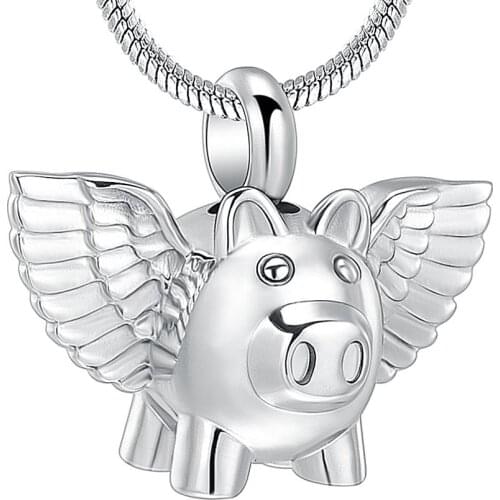 Lovely Flying Pig Pendant Necklace Bring Good Luck Cremation Jewelry Ashes Keepsake Pet Human Memorial locket Unisex Gift