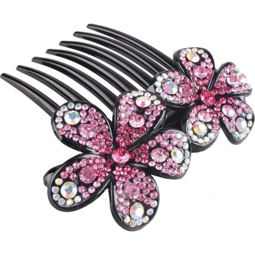Fashion Girl Hair Claw Rhinestone Shining Hairpin Crab Retro Flower Crystal Hair Clips Hair Accessories For Women
