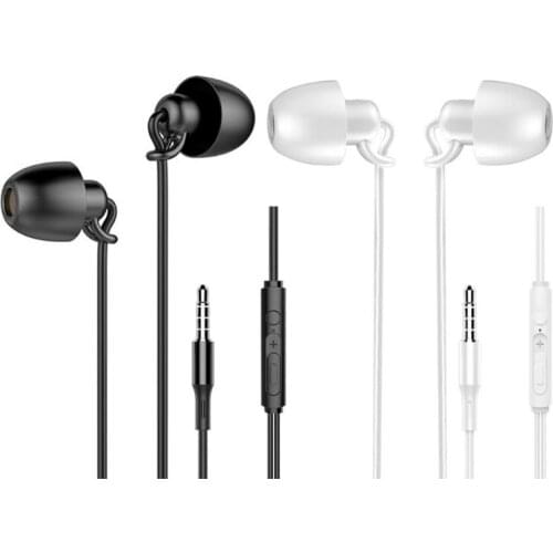 Noise Reduction Headphones with Microphone 3.5mm Wired Earphones Sleeping Headphone Give You a Good Sleep Black White