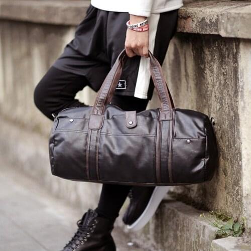 2020 New PU Leather Travel Men Duffle Bags Large Waterproof Men Handbag Women Hand Luggage Shoulder Bag for Travel