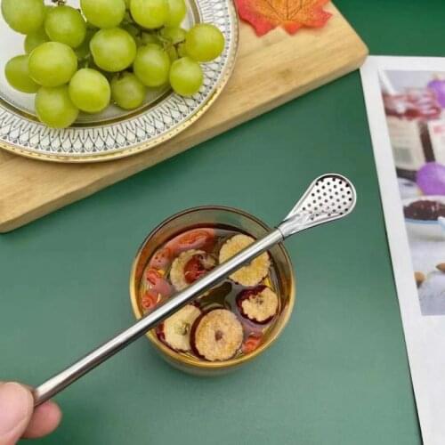 Stainless Steel Pipette Scoop Drinking Straw Filter Dual-purpose Straw Colander Pipette Scoop Practical Drinks Tools Barware