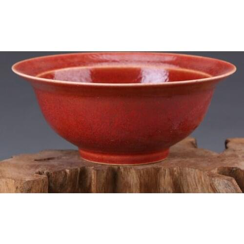 #Rare Qing Dynasty (1616-1911)porcelain bowl,Blood red glaze, with spots,best collection & adornment, Free shipping