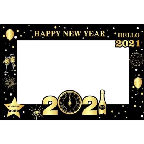 Happy New Year Handheld Photo props 2021 New Year Decoration Photo props