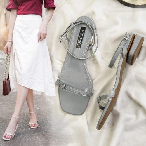Ins Clear gladiator sandals women summer shoes woman slippers low heels buckle strap sandalen femme korean narrow band sandalias